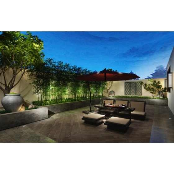 Courtyard 3D Modell Rendering Materialien für Umweltdesign 3ds Max